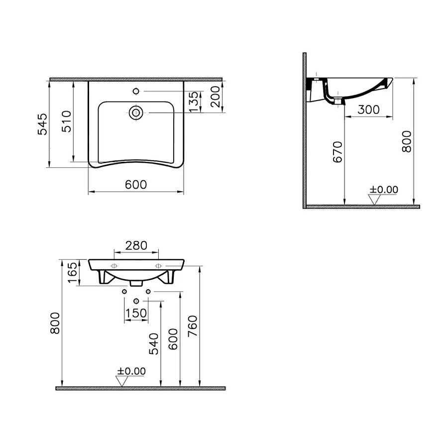 S20 ÖZEL İHTİYAÇ LAVABOSU 60 CM ( VİTRA ) 3