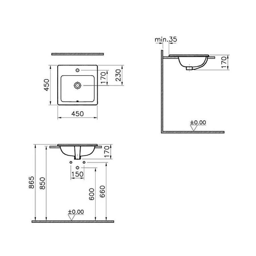 S20 T.ÜSTÜ LAVABO 45CM ( VİTRA ) 3