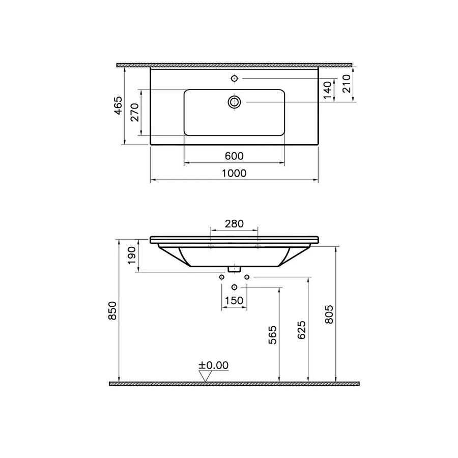 S50 ETAJERLİ LAVABO 100CM ( VİTRA ) 3