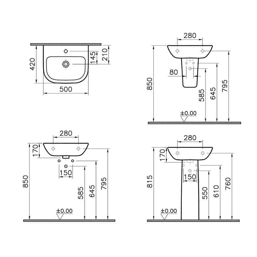 S20 LAVABO 50 CM BEYAZ ( VİTRA ) 2