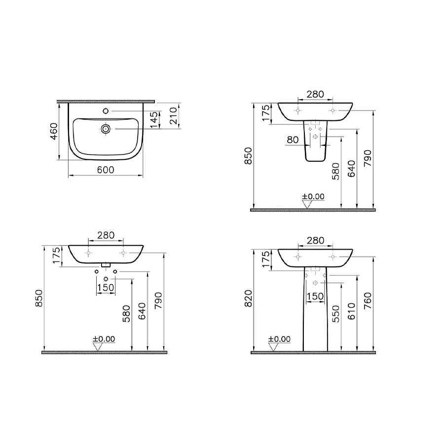 S20 LAVABO 60 CM BEYAZ ( VİTRA ) 2