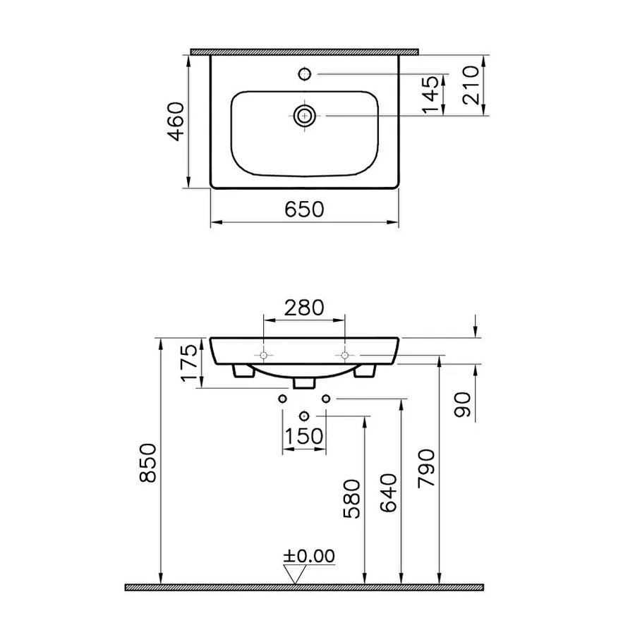 S20 ETEJERLİ LAVABO 65CM ( VİTRA ) 2