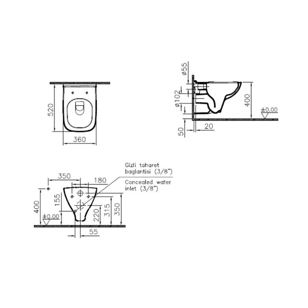 S20 RİMEX ASMA KLOZET BEYAZ ( VİTRA ) 1