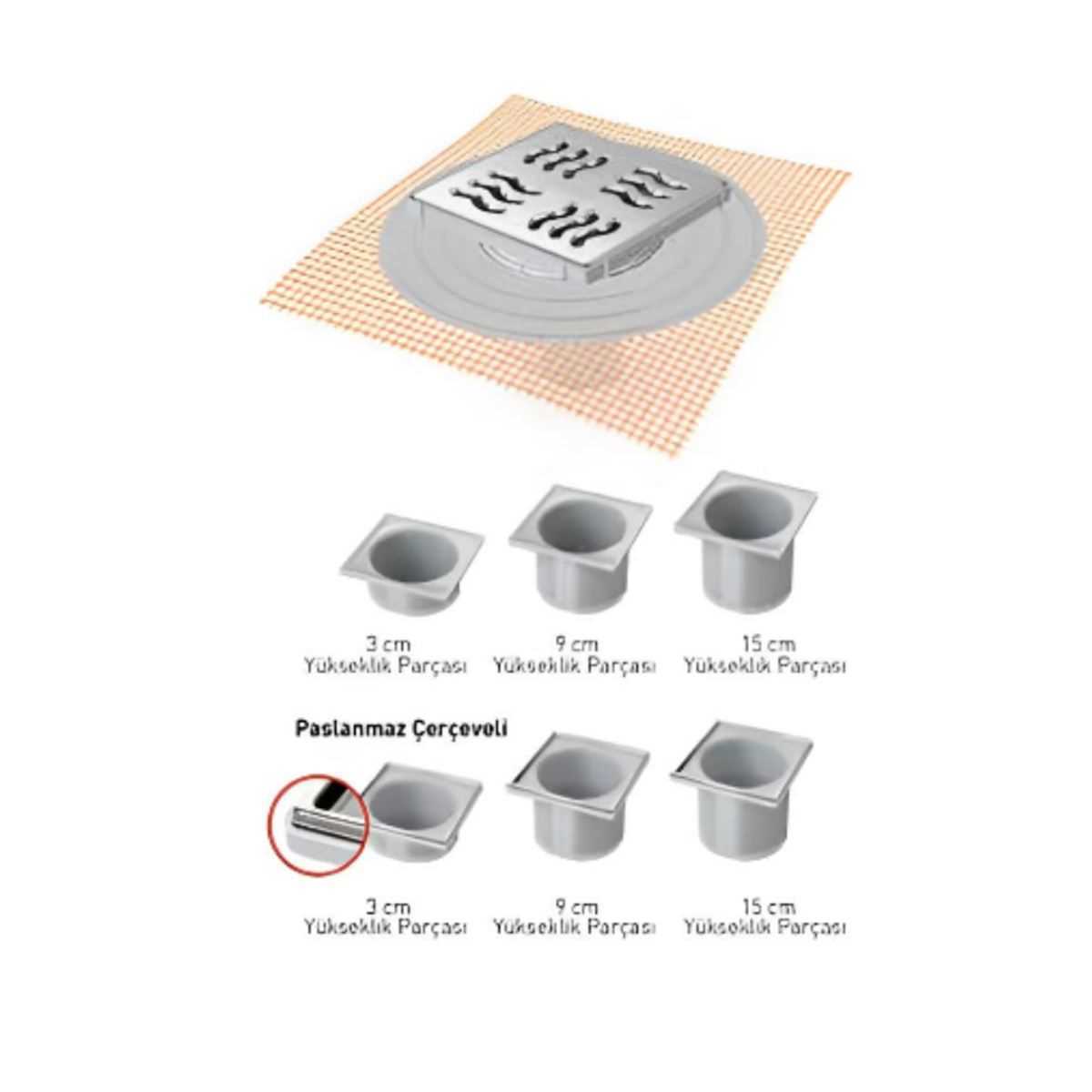 YER SÜZGECİ 10X10X50 FİLELİ ALTTAN 9CM YÜKSEKLİK PARÇ.( MESA ) 1