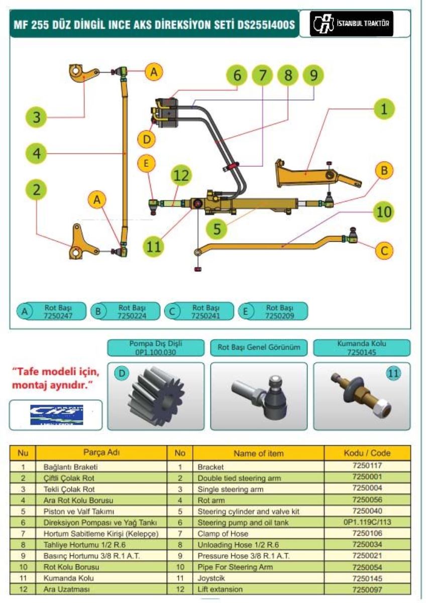 HİDROLİK DİREKSİYON  SETİ (İNCE AKİS) 1