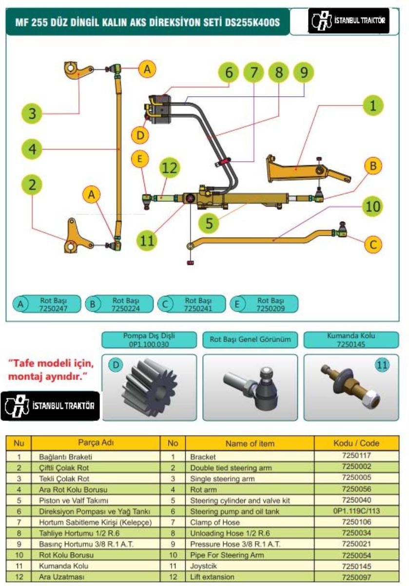 HİDROLİK DİREKSİYON  SETİ (KALIN AKİS) 1