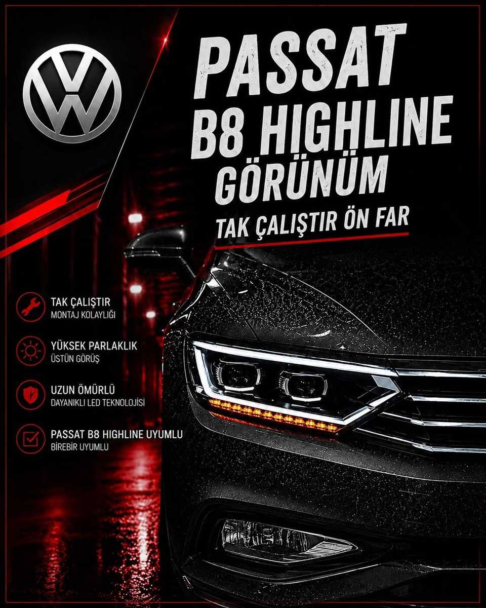 VW PASSAT B8 2017-2019 ÇİFT U LED FAR 1