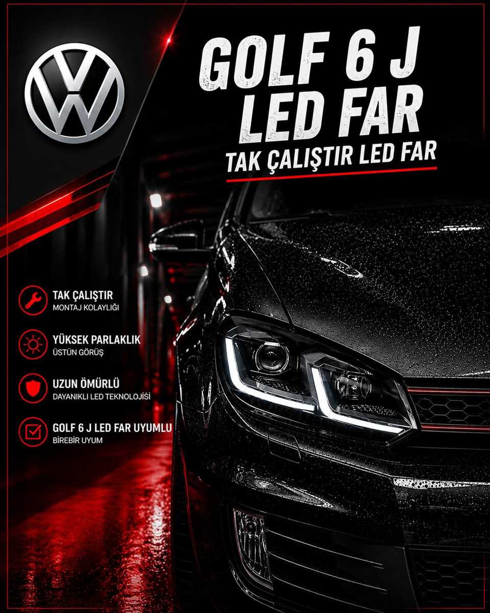 VW GOLF 6 2009-2013 J LED CHROME EDİTİON FAR 1