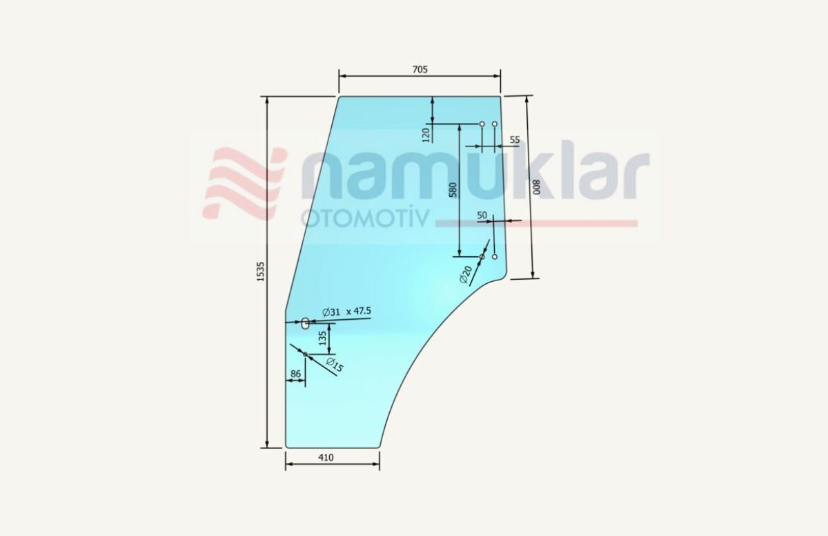 T5000 SERİSİ KAPI CAMI SOL 87302769-87302769 87302769 1