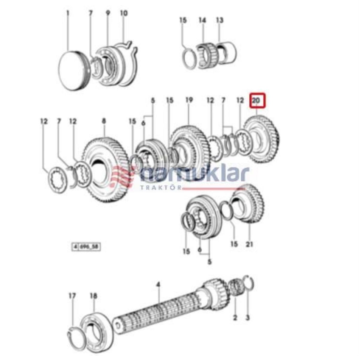 ŞANZUMAN VİTES DİŞLİSİ 3.VİTES 0.008.5104.0/50 1