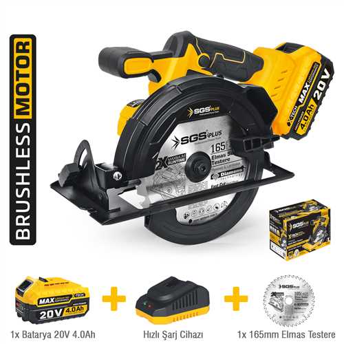 AKÜLÜ SUNTA KESME MAKİNESİ SETİ 165 MM 1*4.0 Ah (KÖMÜRSÜZ MOTOR
