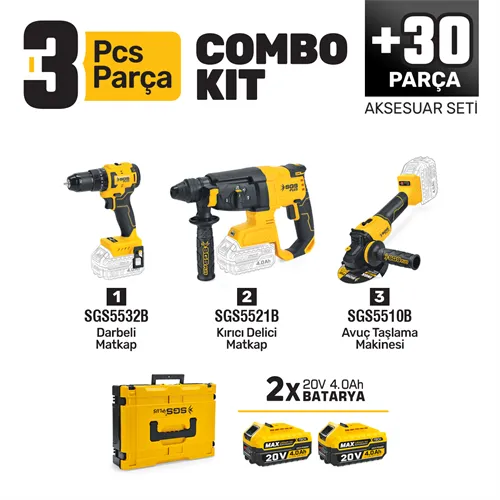 COMBO SET 3 PARÇA (Darbeli Matkap/Kırıcı-Delici Matkap/Avuç Taslama Makinesi