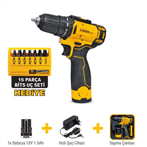 AKÜLÜ VİDALAMA SETİ 12 VOLT (1*1.5 Ah) (BİTS UÇ SETİ