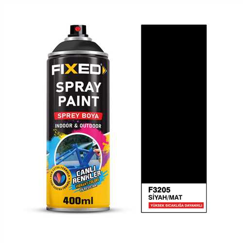 SPREY BOYA AKRİLİK - SİYAH/MAT YÜKSEK ISIYA DAYANIKLI 320GR 400ML(400°C