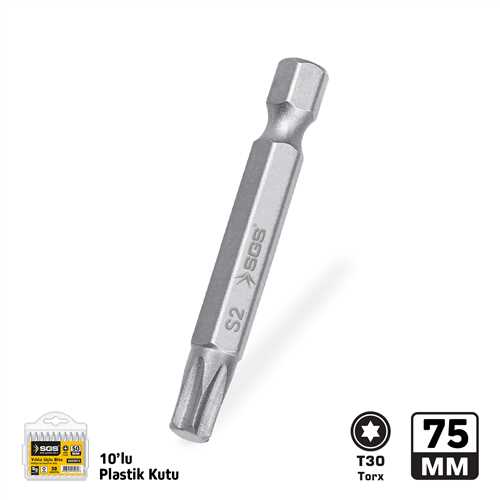 TORX UÇLU BİTS S2 T30 75mm Sand-Pro Series