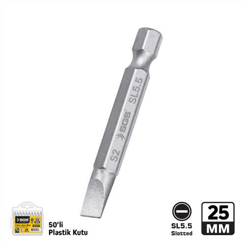 DÜZ UÇLU BİTS S2 SL5,5*25mm Sand-Pro Series