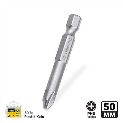 YILDIZ UÇLU BİTS TORNALI S2 PH2*50mm Sand-Pro Series