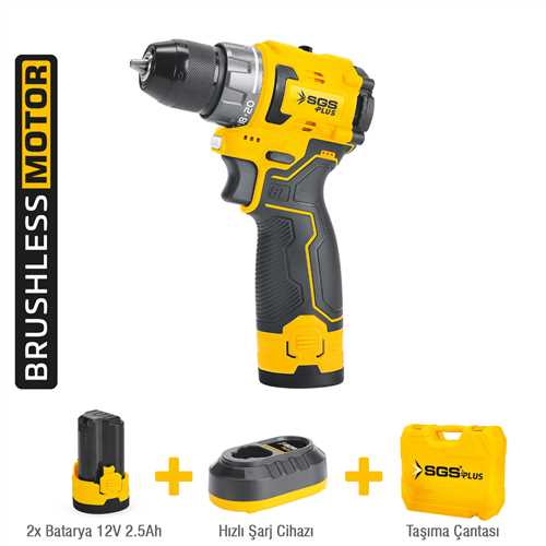 AKÜLÜ VİDALAMA SETİ 12 VOLT (2*2.5 Ah) (KÖMÜRSÜZ MOTOR
