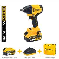 X-TECH Brushless Impact Wrench Set 330Nm Tork 20V 4.0Ah 
2 Battery 1 Charger 1