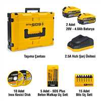 X-TECH 3 Pcs Combo Kit
1 Pcs Cordless Impact Drill
1 Pcs Cordless Rotary Hammer
1 Pcs Cordless Angle  Grinder
4.0Ah 2 Battery 1 Charger 3