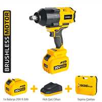 X-TECH Brushless Impact Wrench 1200Nm Tork
6.0Ah 1 Battery 1 Charger 1