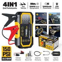 ŞARJLI AKÜ TAKVİYE VE HAVA KOMPRESÖRÜ DİJİTAL 16.8V 12.000 Mah 4 in 1 1