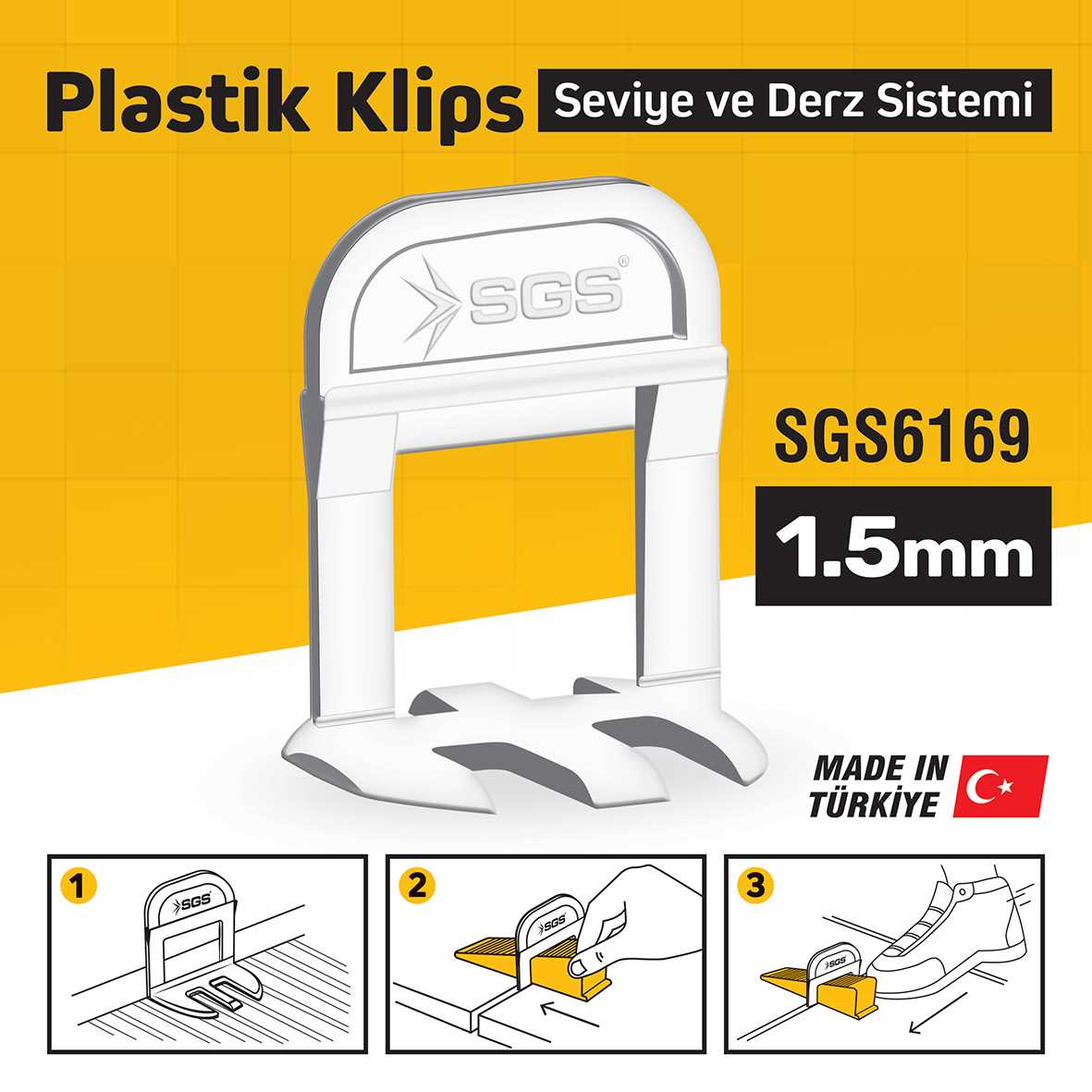 1,5 MM DERZ SEVİYE TESPİT KLİPSİ  (PK/100 ADET) 1