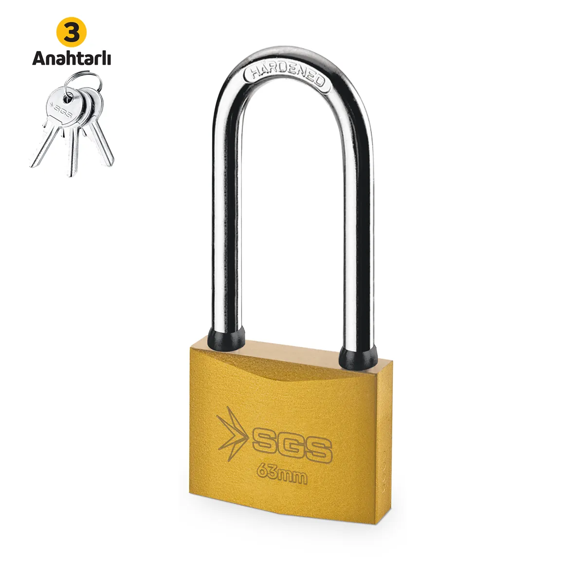 Padlock / Brass Painted /Long Shackle 63MM 1