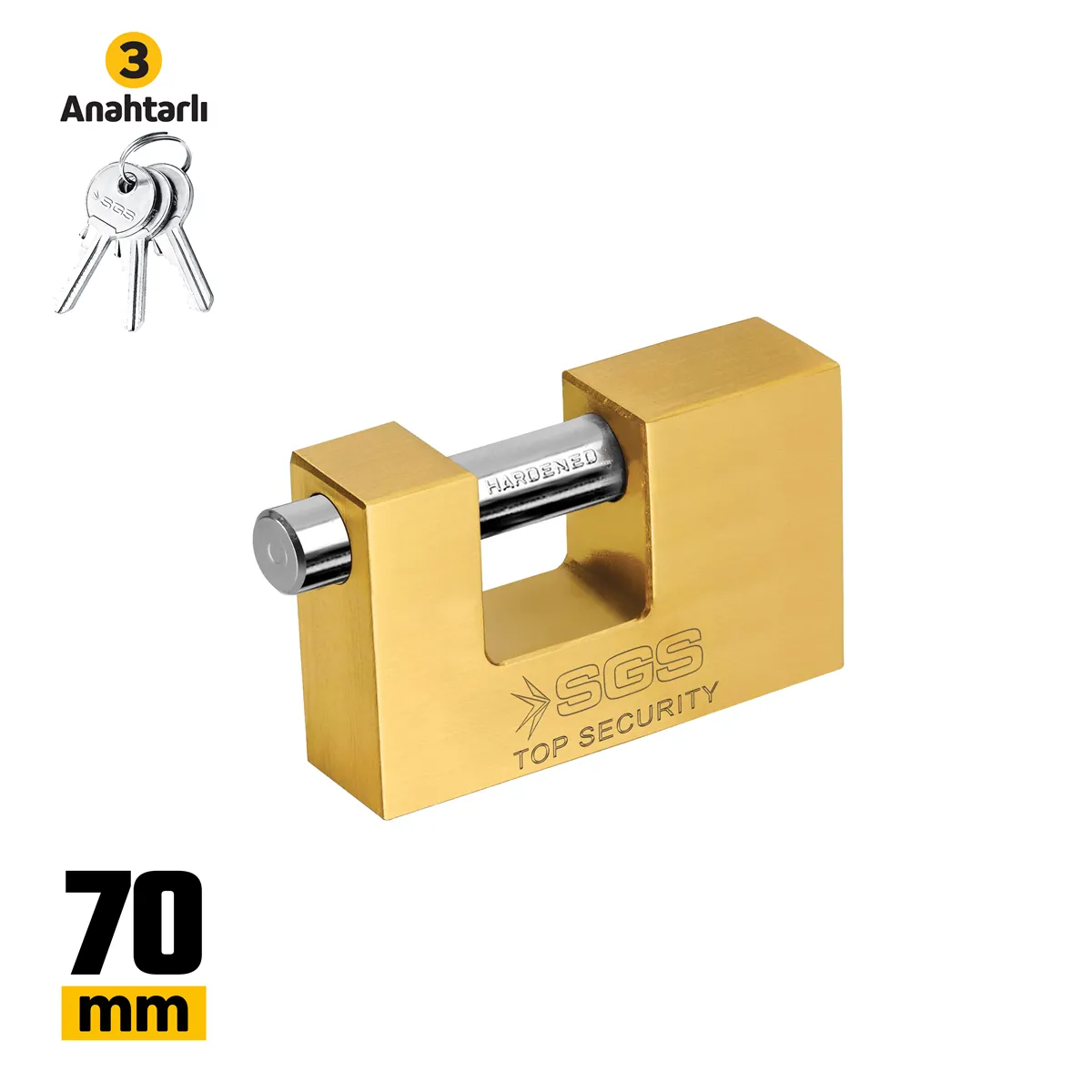 Rectangular Padlock Gold Plated 70MM 1