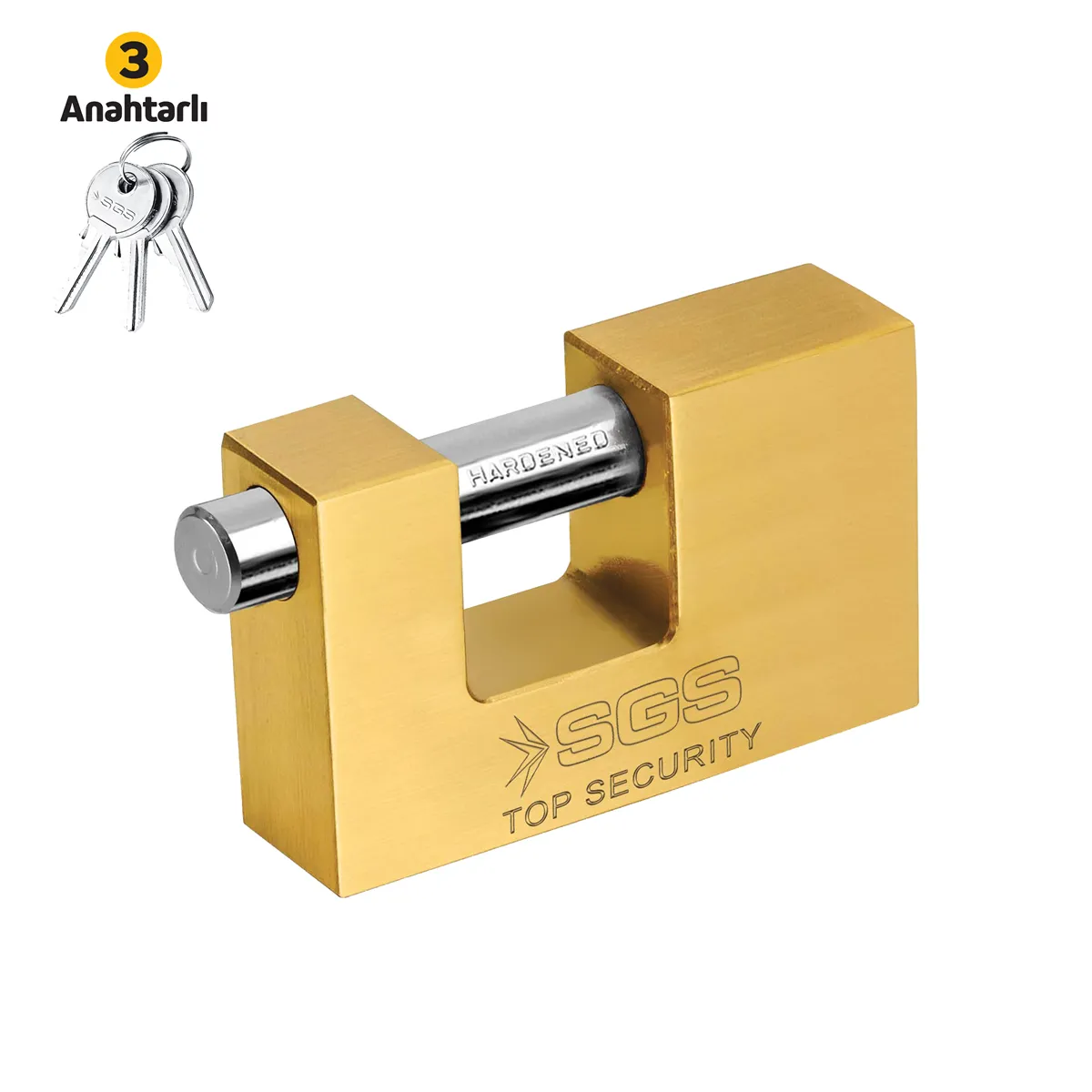 Rectangular Padlock Gold Plated  90MM 1