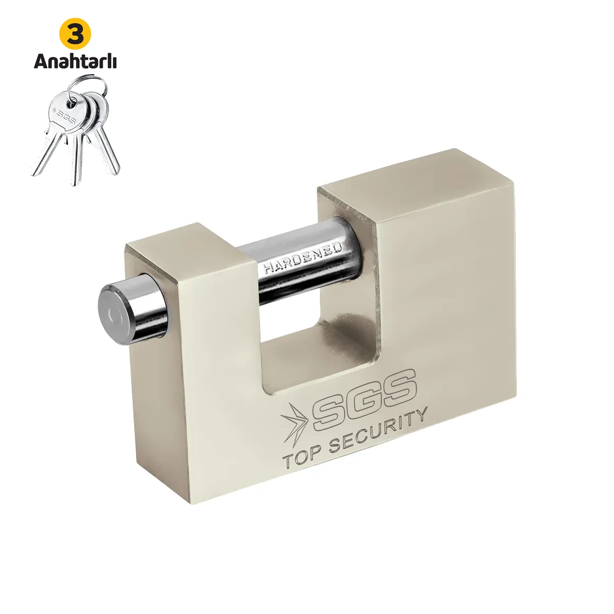 Rectangular Padlock Saten Plated   90MM 1