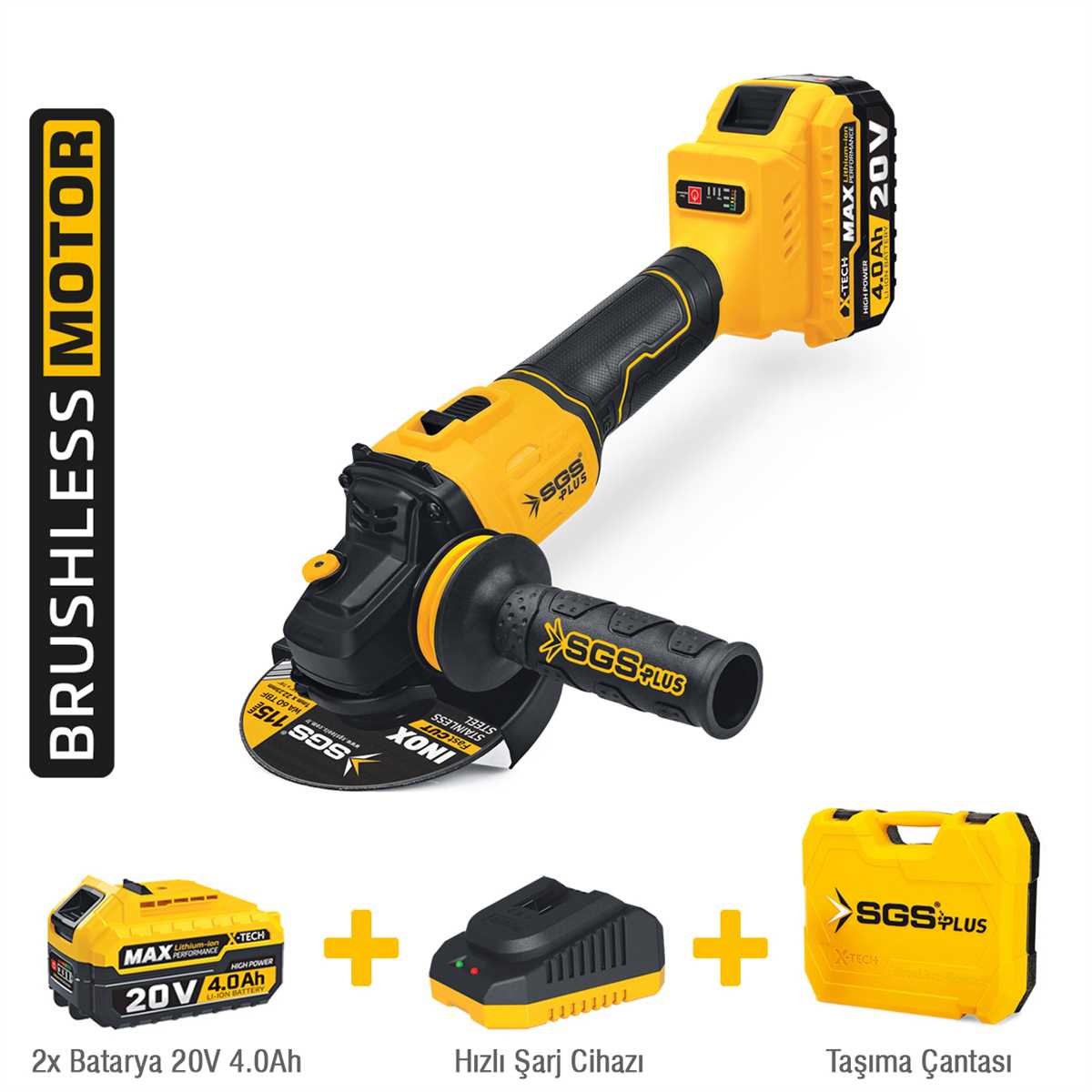 AKÜLÜ AVUÇ TAŞLAMA MAKİNASI SETİ 20V 2*4.0Ah (KÖMÜRSÜZ MOTOR) 1