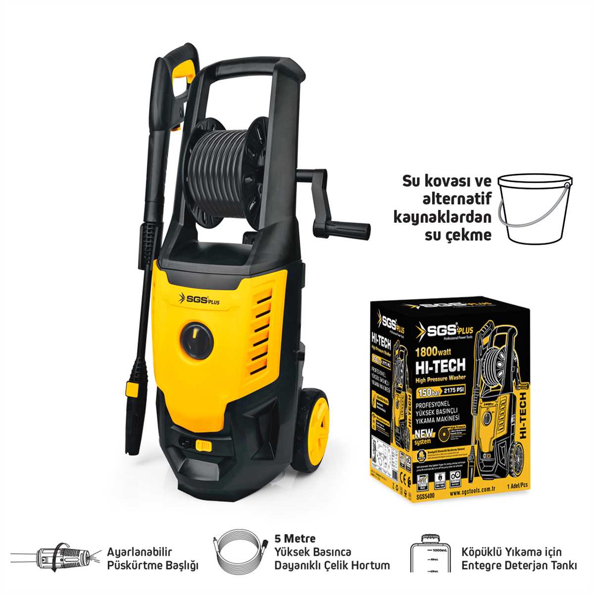 YÜKSEK BASINÇLI YIKAMA MAKİNASI 1800 WATT 150 BAR 1