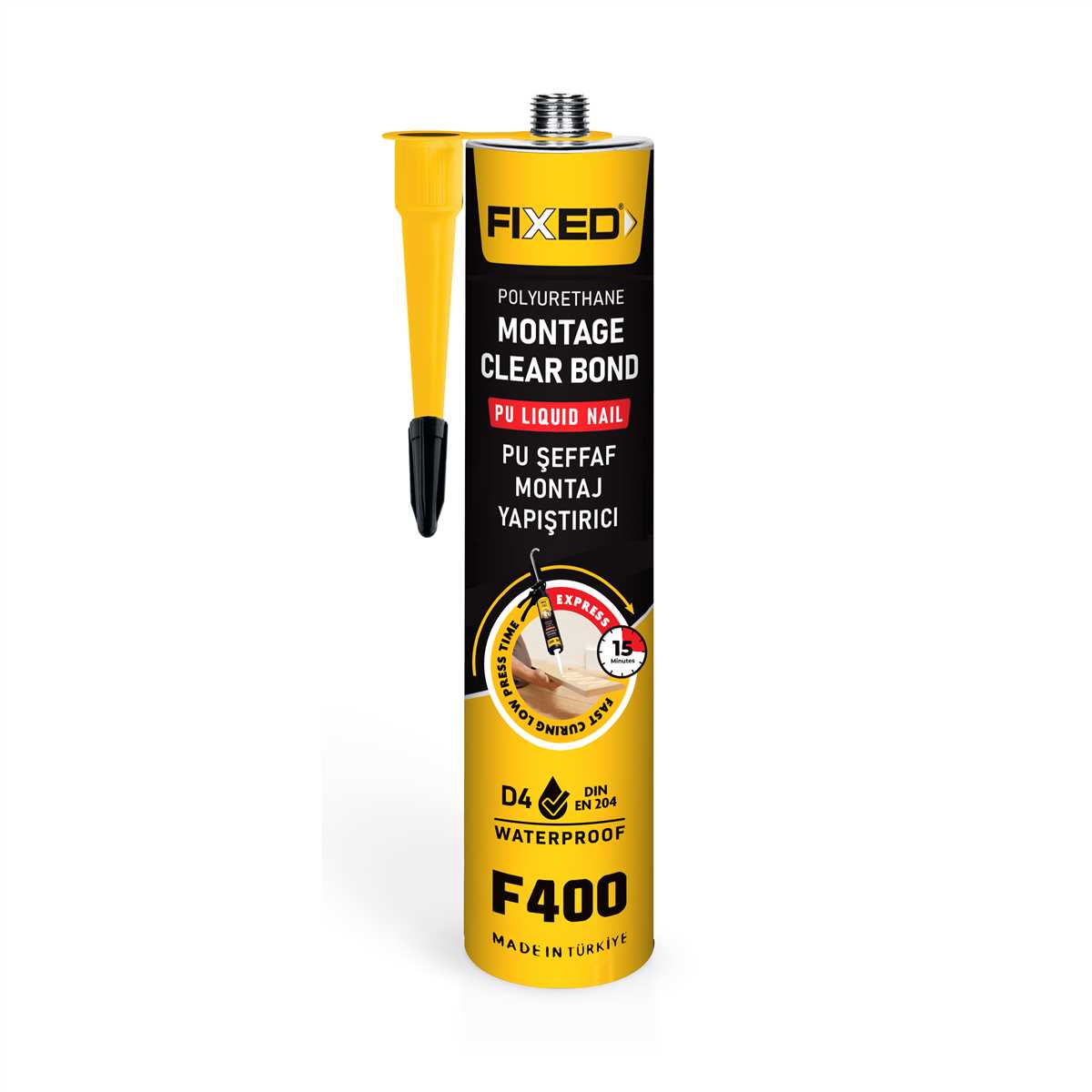 FIXED POLİÜRETAN ŞEFFAF MONTAJ YAPIŞTIRICI 400 GR 1