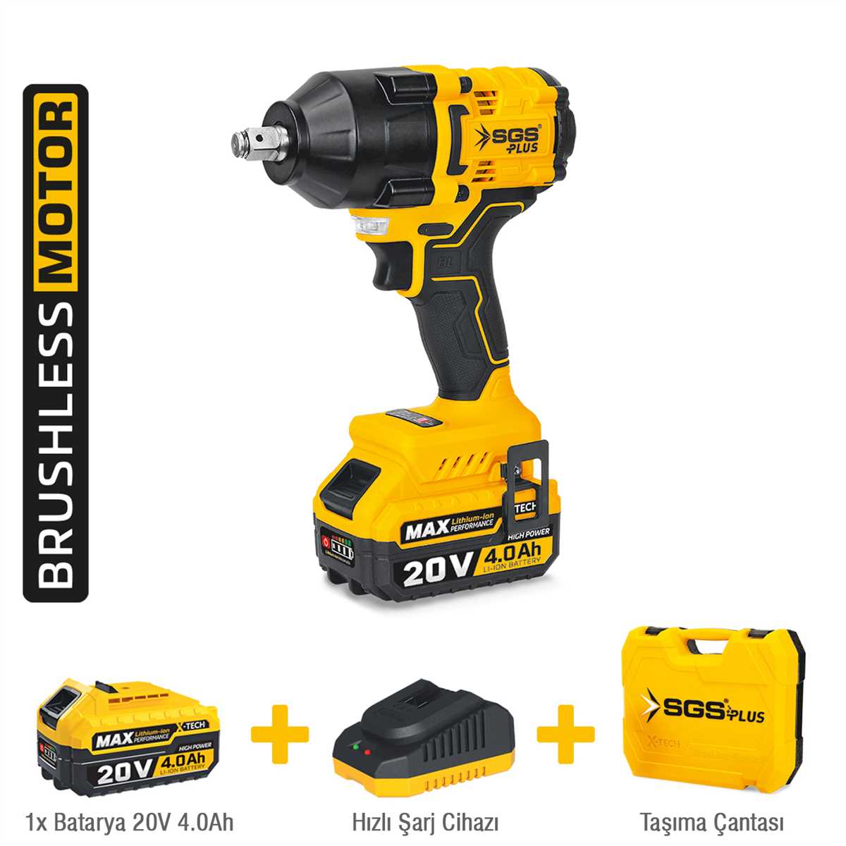 DARBELİ SOMUN SIKMA SETİ 650 Nm Tork 1/2” 1*4.0 Ah (KÖMÜRSÜZ MOTOR) 1