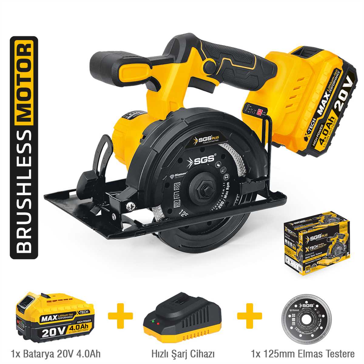 AKÜLÜ GRANİT&MERMER KESME MAKİNESİ SETİ 125 MM 1*4.0 Ah  (KÖMÜRSÜZ MOTOR) 1