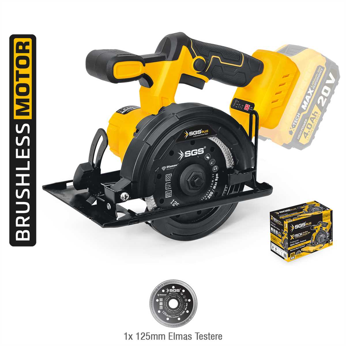 AKÜLÜ GRANİT&MERMER KESME MAKİNESİ 125 MM (KÖMÜRSÜZ MOTOR) (SOLO MAKİNA) 1