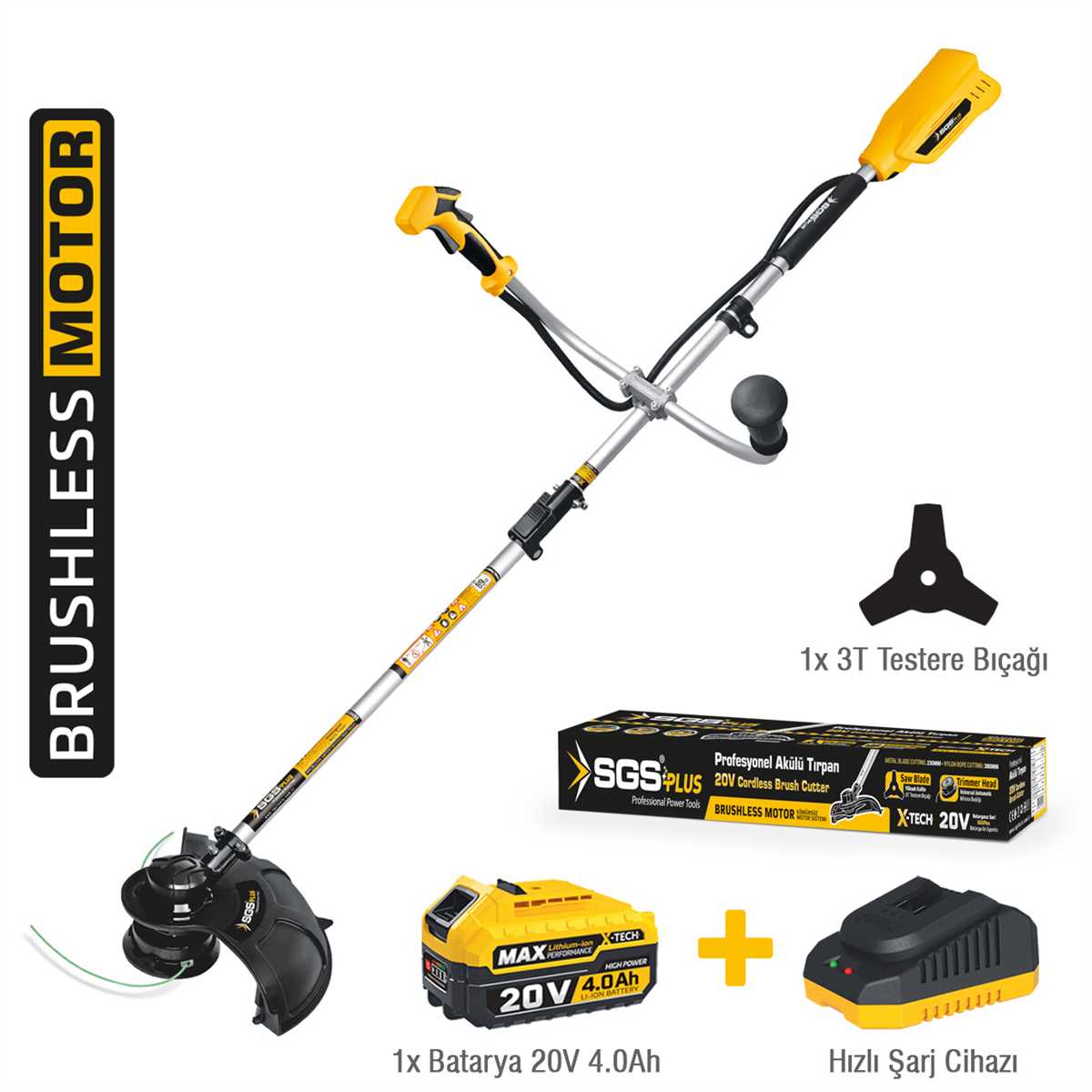 AKÜLÜ TIRPAN SETİ 20V 1*4.0 Ah (KÖMÜRSÜZ MOTOR) 1