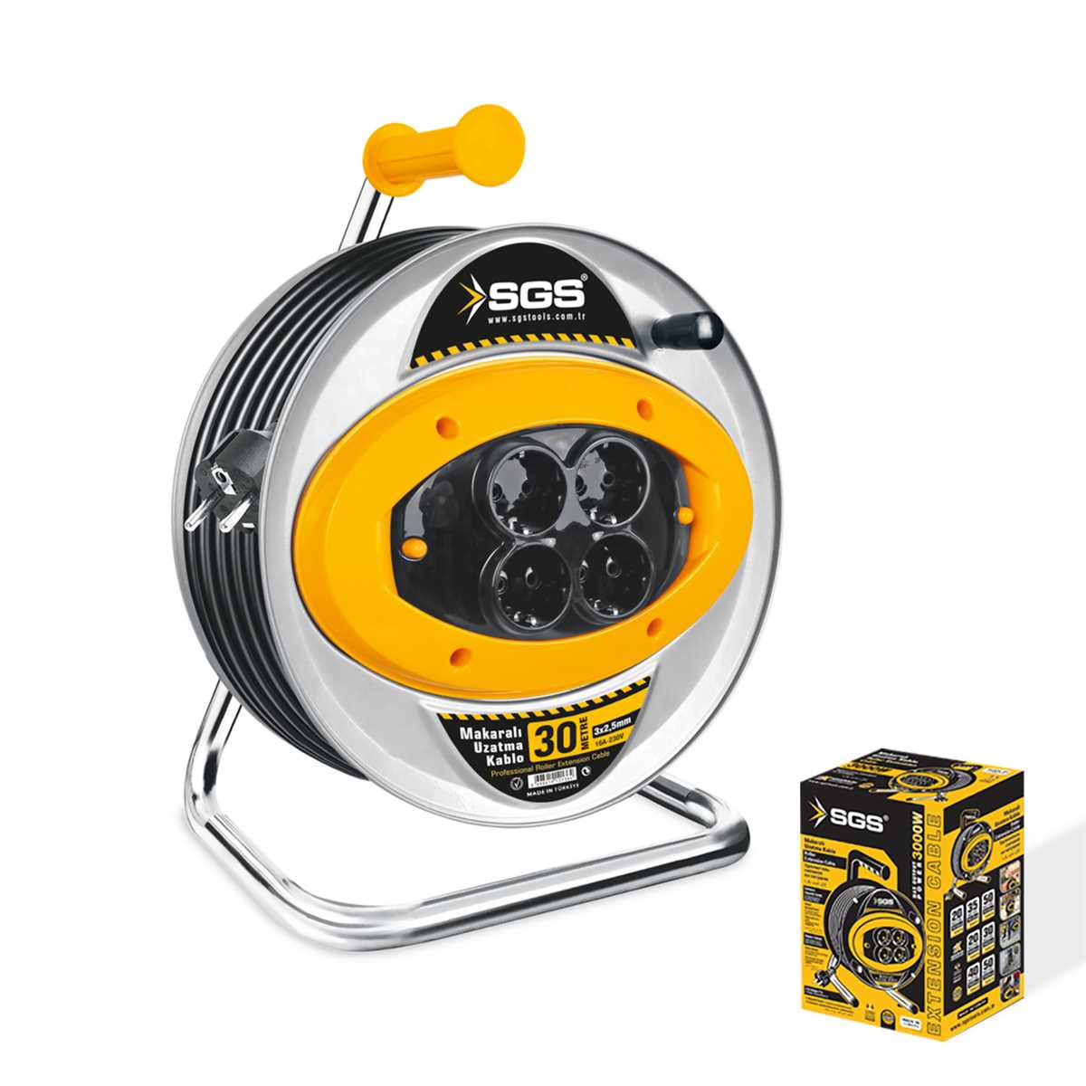 METAL MAKARALI UZATMA KABLOSU 3x2,5*30MT 1