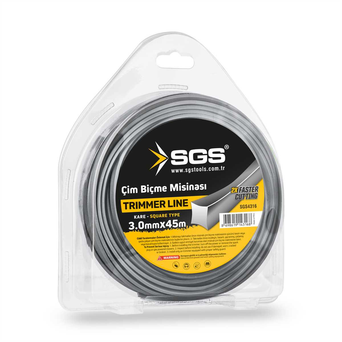 TIRPAN MİSİNASI 3.0 MM 45 MT KARE (GRİ) 1