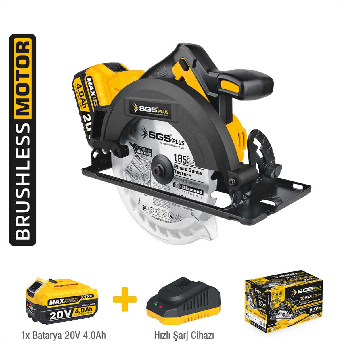 AKÜLÜ SUNTA KESME MAKİNESİ SETİ 185 MM 1*4.0 Ah (KÖMÜRSÜZ MOTOR) 1