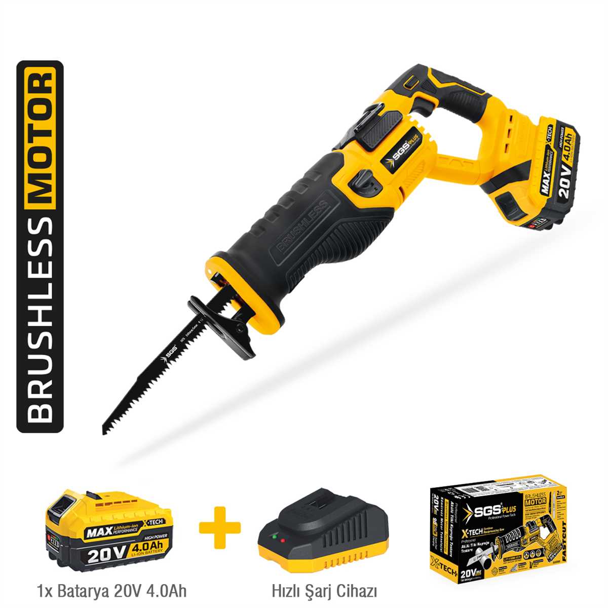 X-TECH Brushless Cordless Reciprating Saw 1*4.0 Ah 1