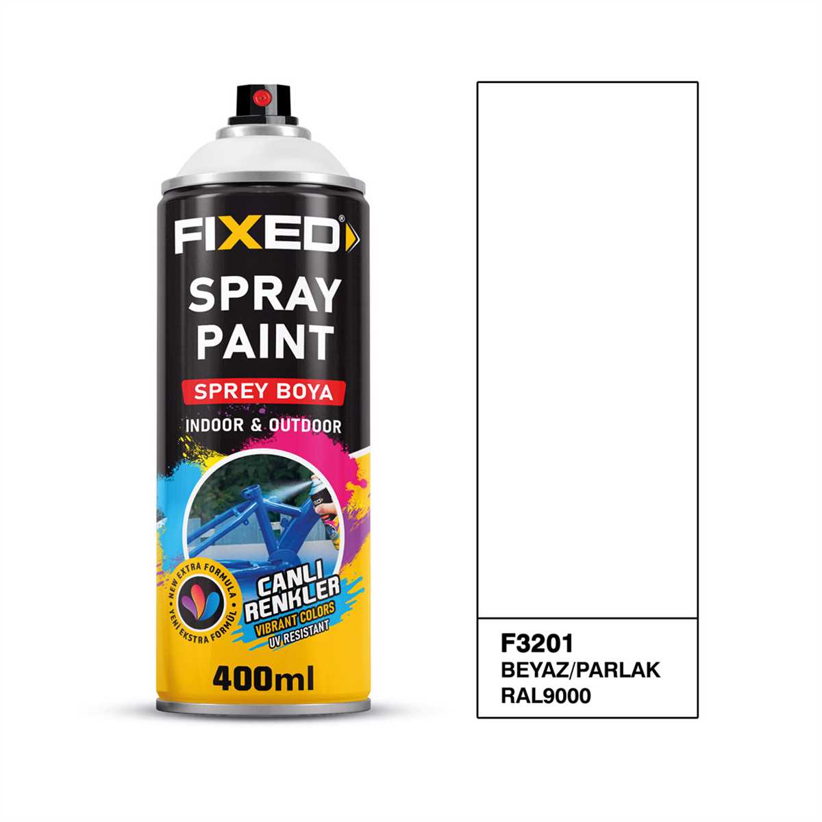 SPREY BOYA AKRİLİK - BEYAZ/PARLAK (RAL9000) 320 GR 400 ML 1