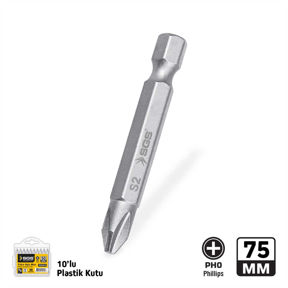 YILDIZ UÇLU BİTS S2 PH0*75mm Sand-Pro Series 1