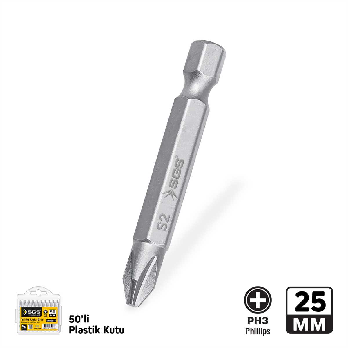 Phillips Screwdriver Bits  S2 PH3*25mm 1