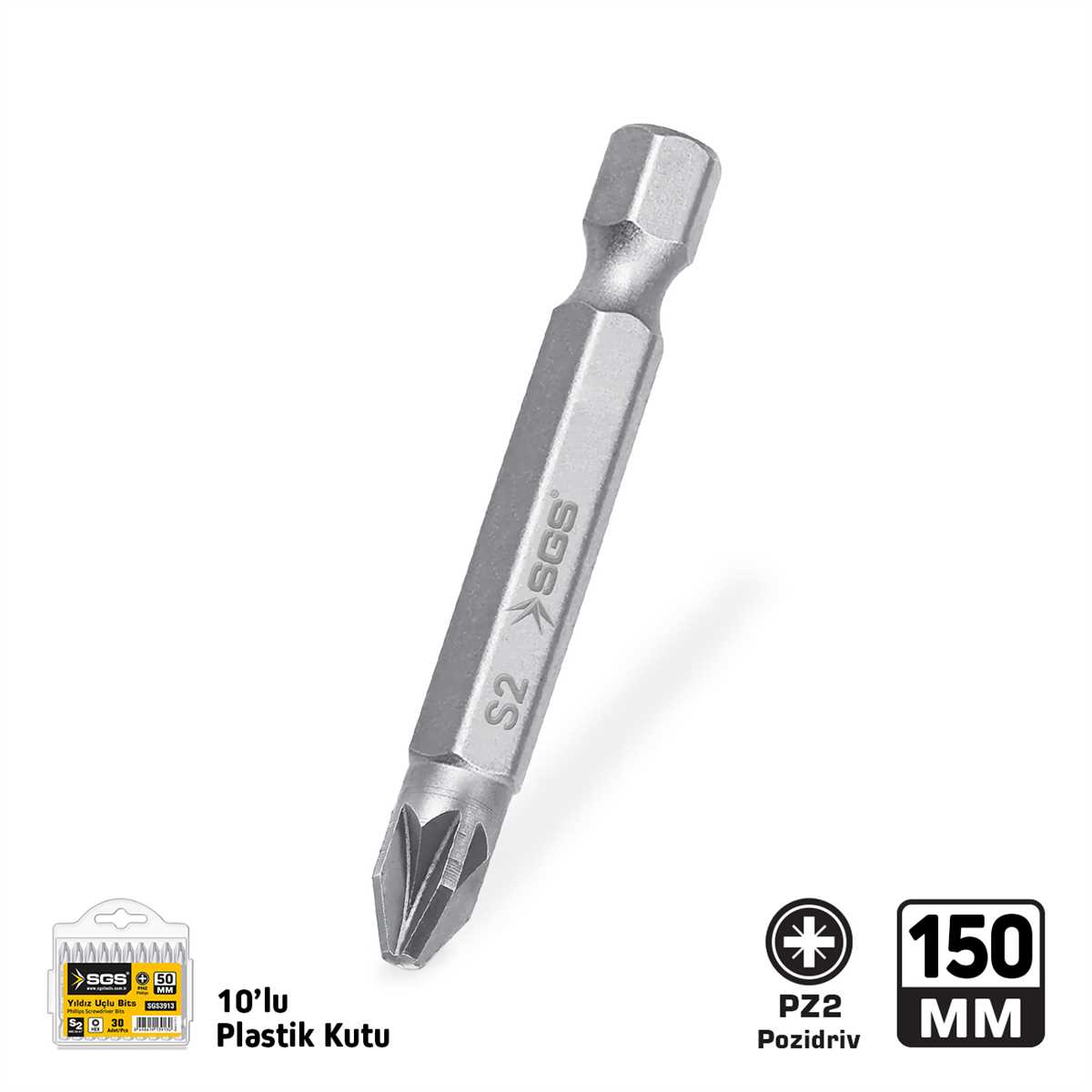 POZİDRİV UÇLU BİTS S2 PZ2*150mm Sand-Pro Series 1