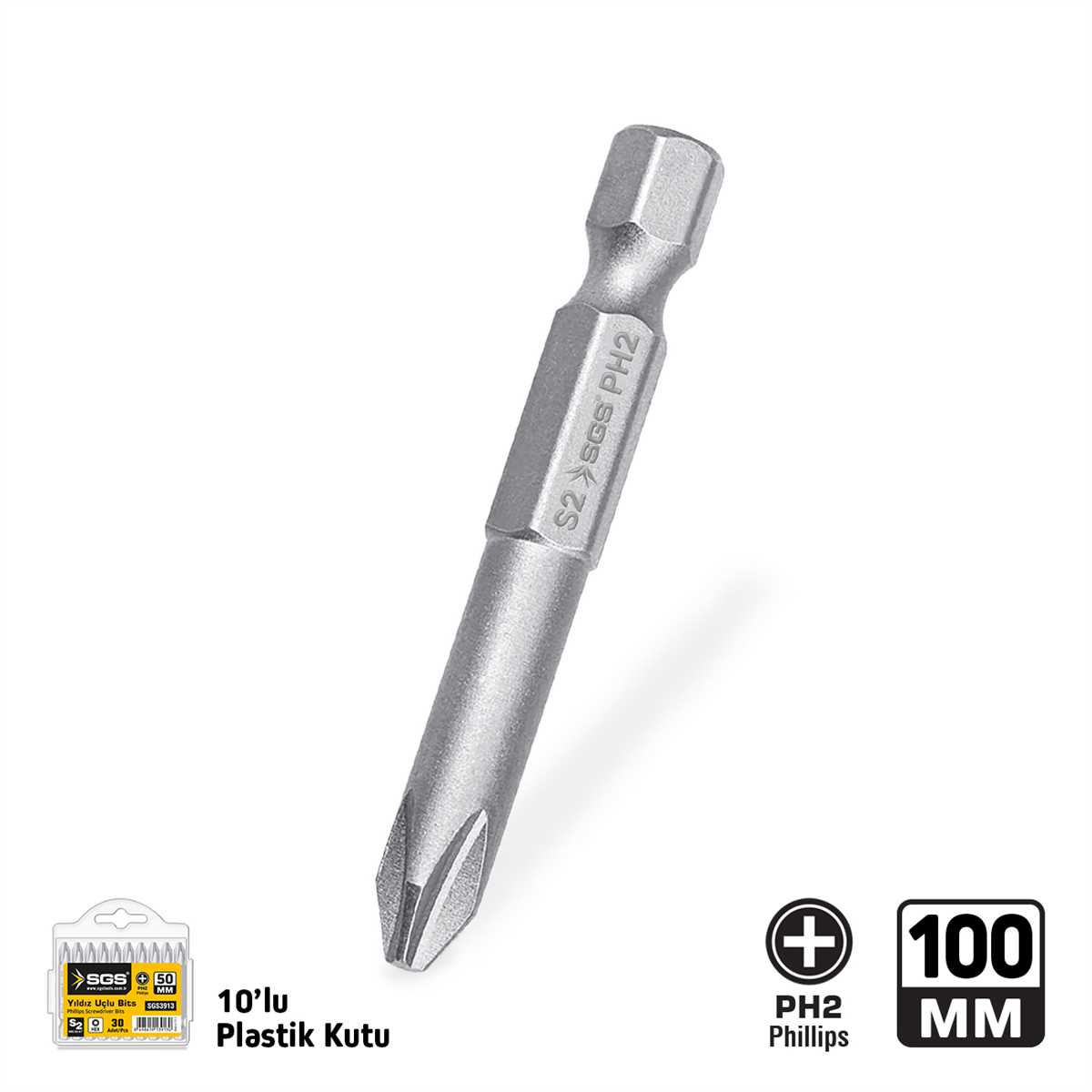 YILDIZ UÇLU BİTS TORNALI S2 PH2*100mm Sand-Pro Series 1