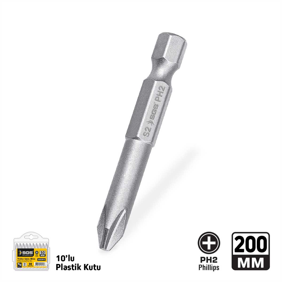 YILDIZ UÇLU BİTS TORNALI S2 PH2*200mm Sand-Pro Series 1