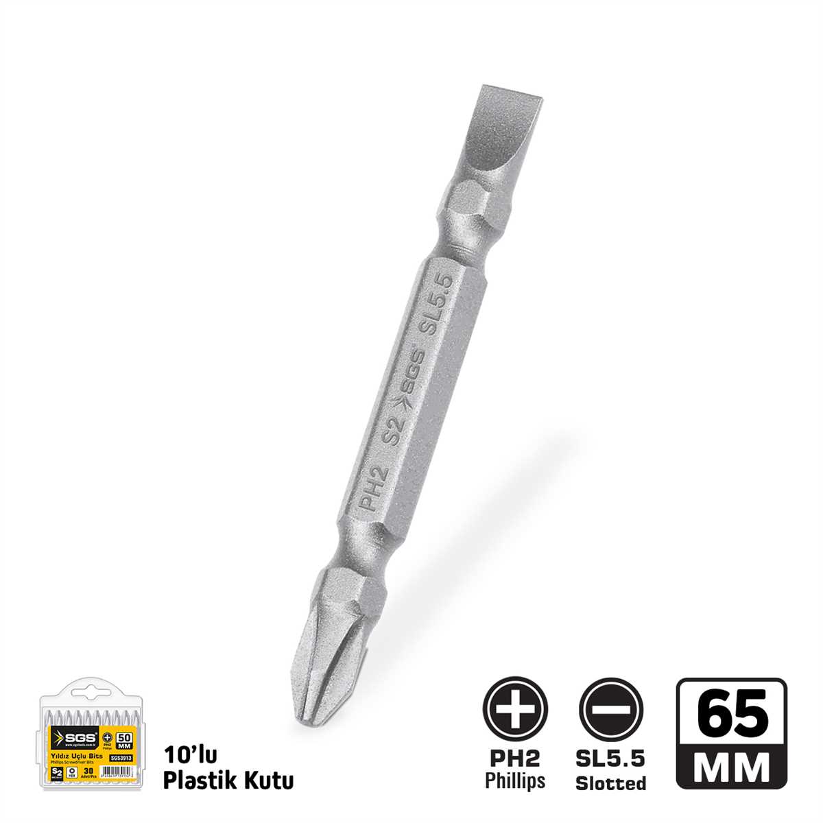 ÇİFT YÖNLÜ BİTS UÇ PH2/SL5.5*65mm Sand-Pro Series 1