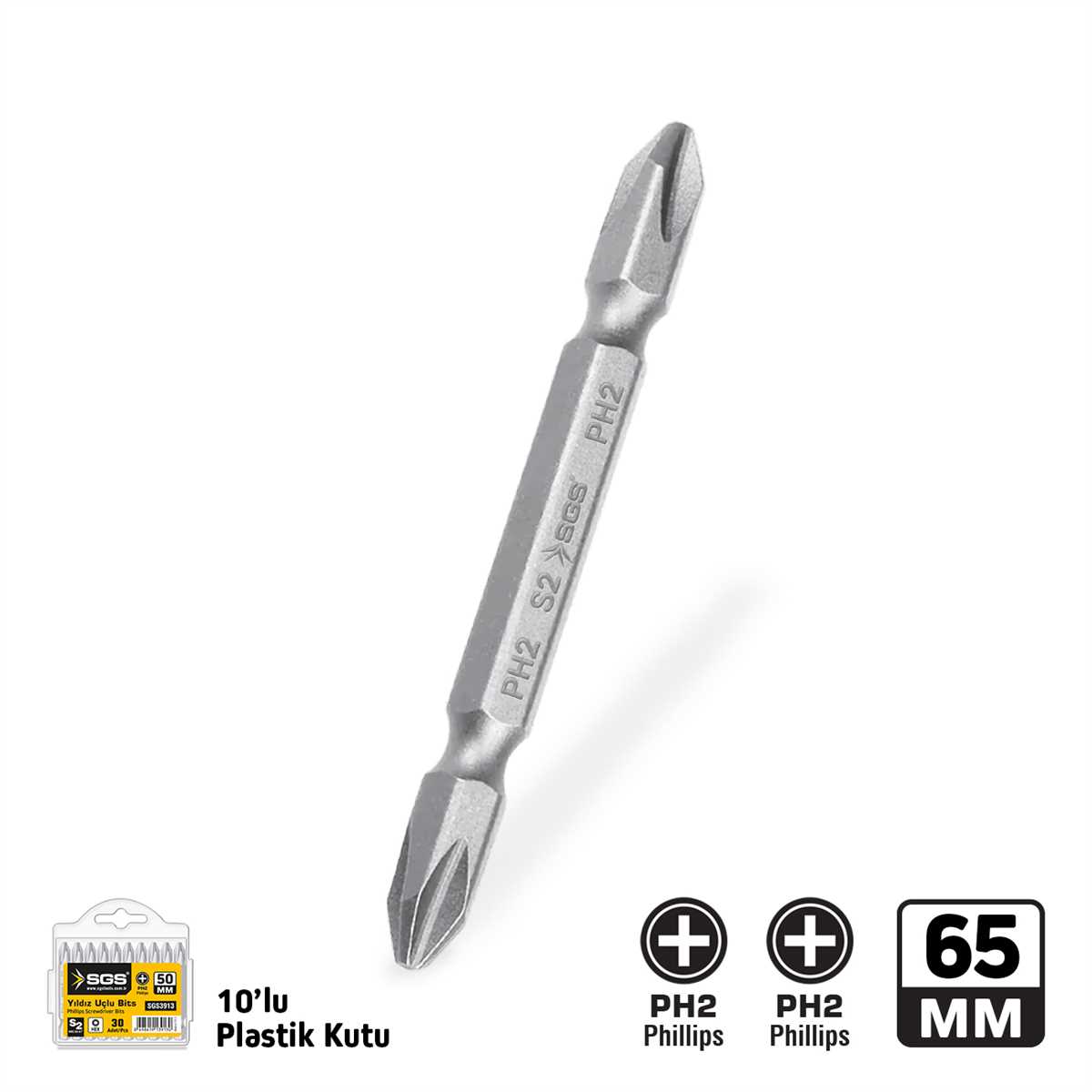 ÇİFT YÖNLÜ BİTS UÇ PH2/PH2*65mm Sand-Pro Series 1